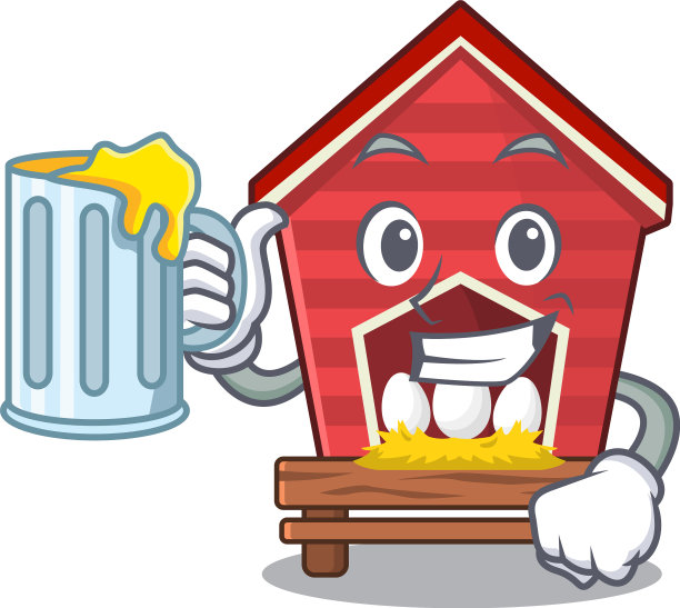 和果汁鸡笼在性格的房子院子里图片下载