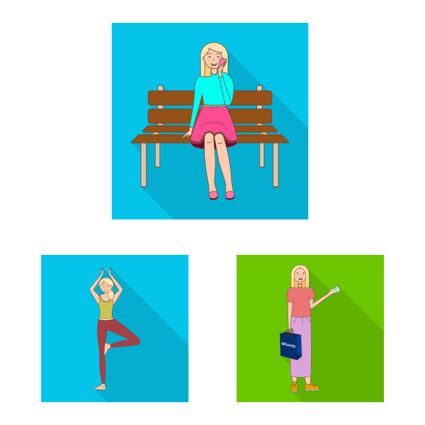 孤立对象女人和身体图标集图片下载