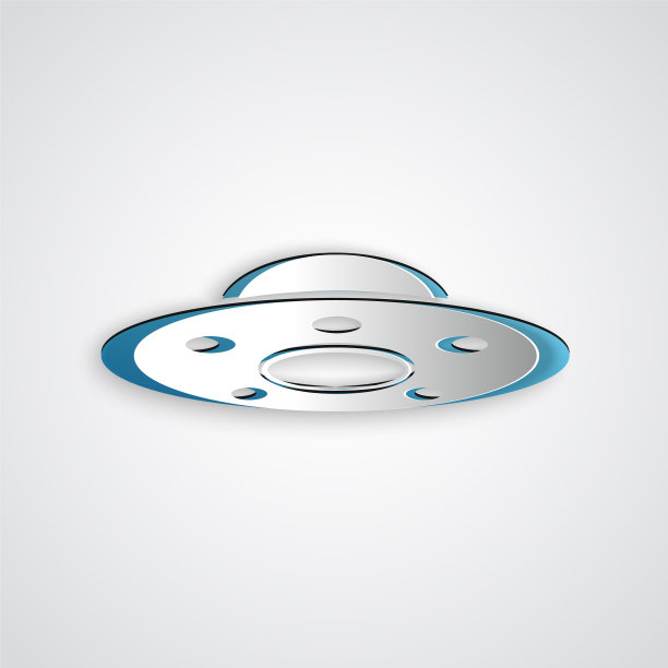 剪纸飞碟飞行宇宙飞船图标孤立上图片下载