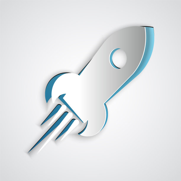 剪纸火箭船与火图标孤立上图片下载