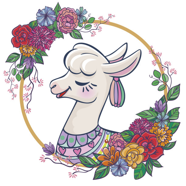 美丽的羊驼与花羊驼肖像图片下载