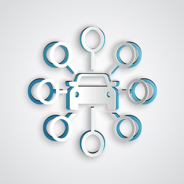 剪纸汽车共享图标孤立在灰色图片下载