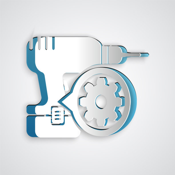 剪纸钻床与齿轮图标隔离在一起图片下载