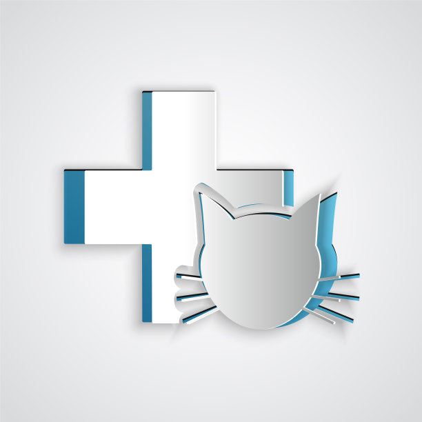 剪纸兽医诊所符号图标孤立图片下载