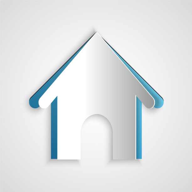 剪纸狗屋图标孤立在灰色图片下载