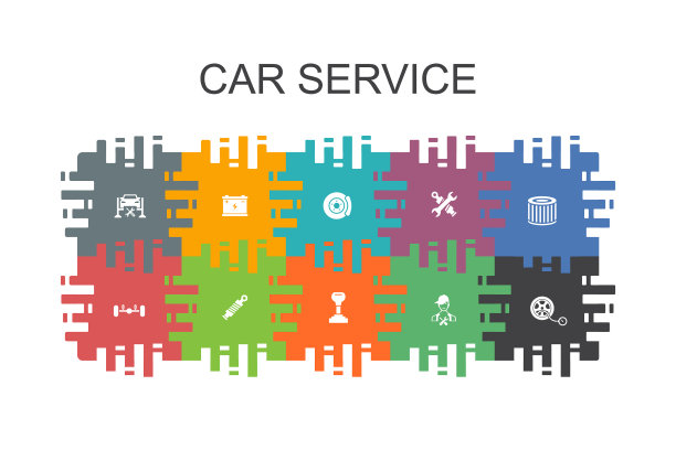 汽车服务卡通模板与平面元素图片下载