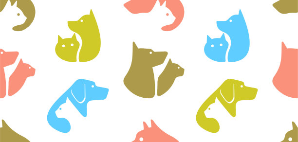 无缝图案与狗和猫的标志图片下载
