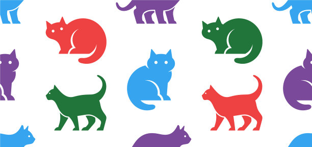 无缝图案与猫标志图片下载