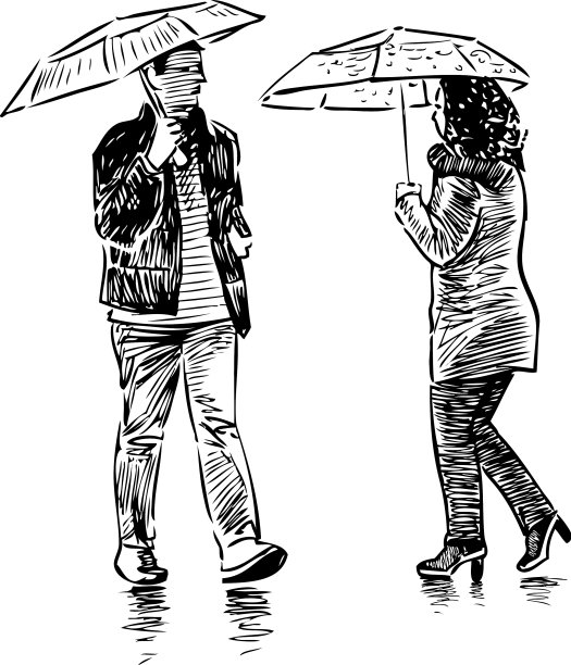 雨中随意的城市行人图片下载