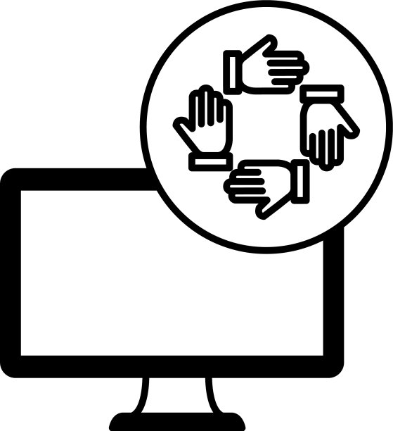 台式电脑设备与手团队图片下载