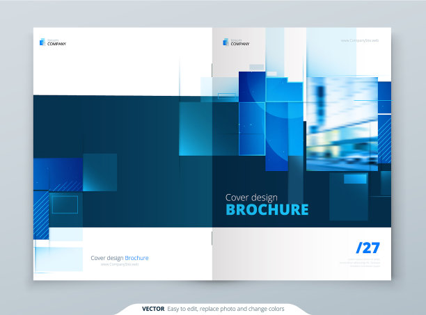 蓝色宣传册封面模板排版设计图片下载