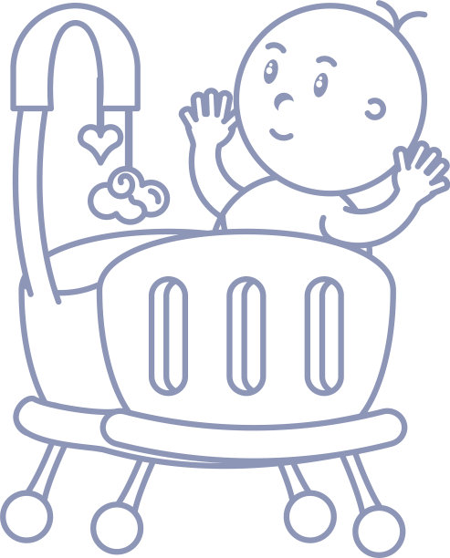 小男孩在可爱的婴儿床化身角色图片下载