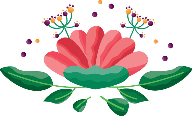 带叶装饰设计的孤立花图片下载