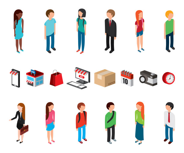 人们和网上购物图标图片下载