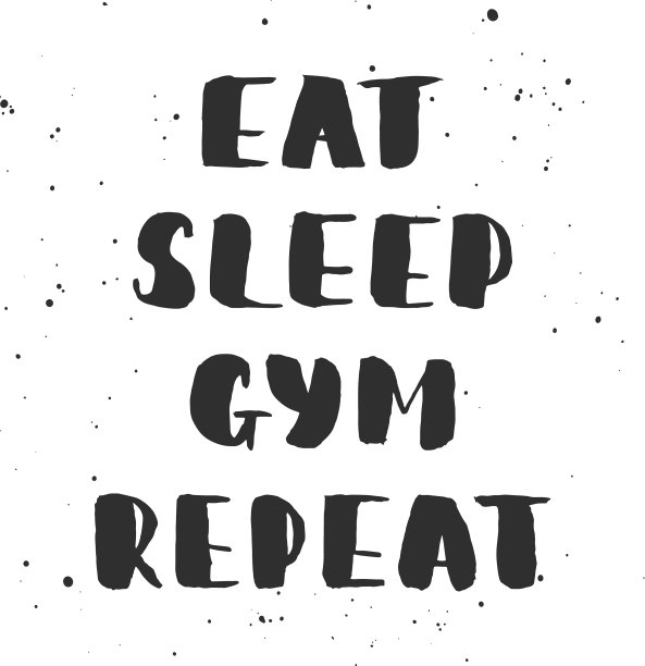 吃睡觉健身房重复手写字母现代图片下载