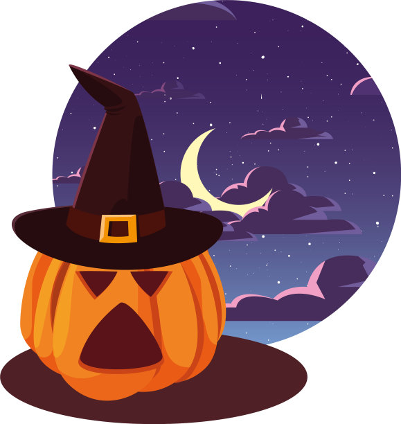 戴着帽子的南瓜庆祝万圣节快乐图片下载
