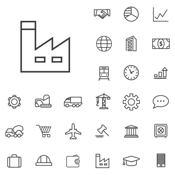 经济轮廓薄平面数字图标集图片下载