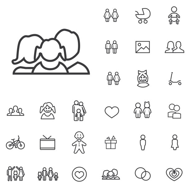 家庭轮廓薄平面数字图标集图片下载