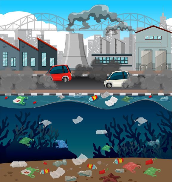 城市里的塑料袋污染了水图片下载