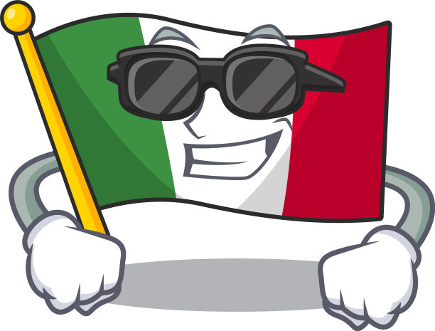 超级酷的意大利国旗放在卡通桌子上图片下载