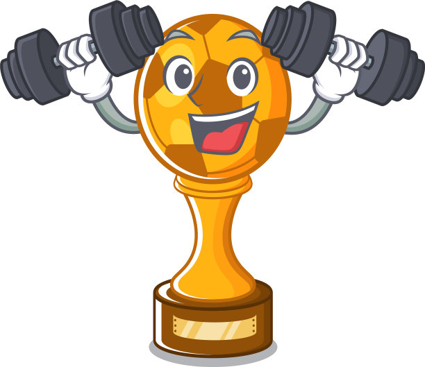 与卡通隔离的健身足球奖杯图片下载