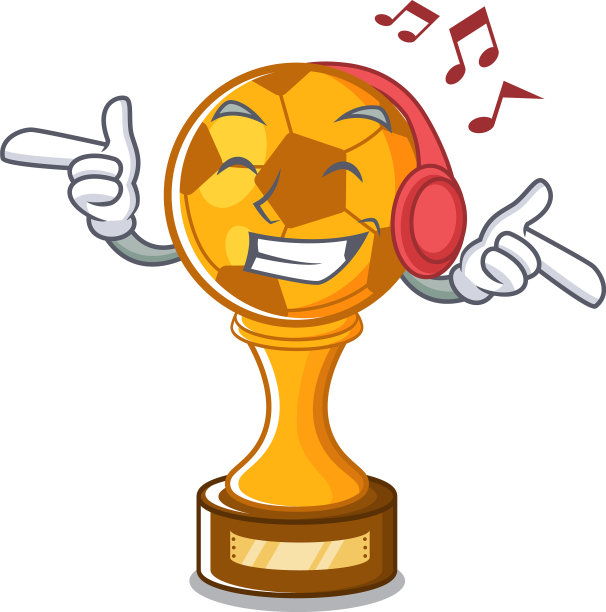 听音乐的足球奖杯在卡通图片下载