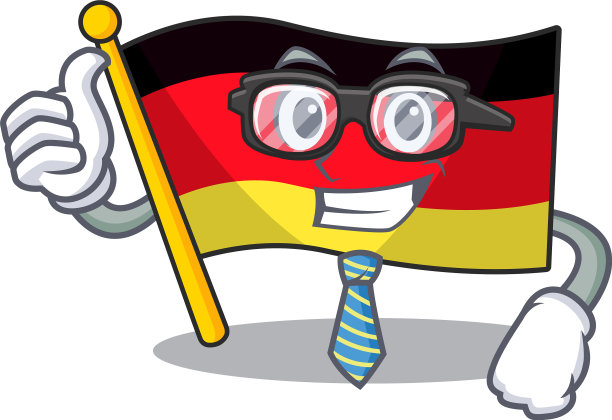 卡通杆上飘扬着商人德国国旗图片下载