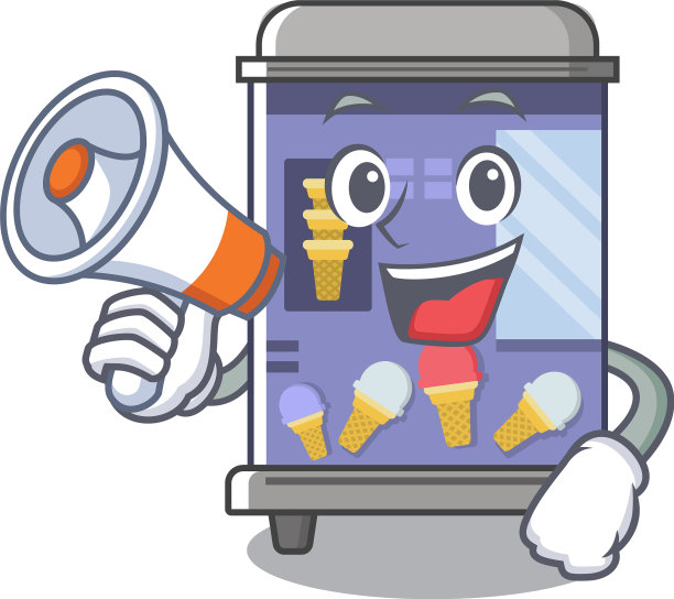 带扩音器的卡通冰淇淋自动售货机图片下载