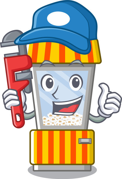 吉祥物造型的水管工爆米花贩卖机图片下载