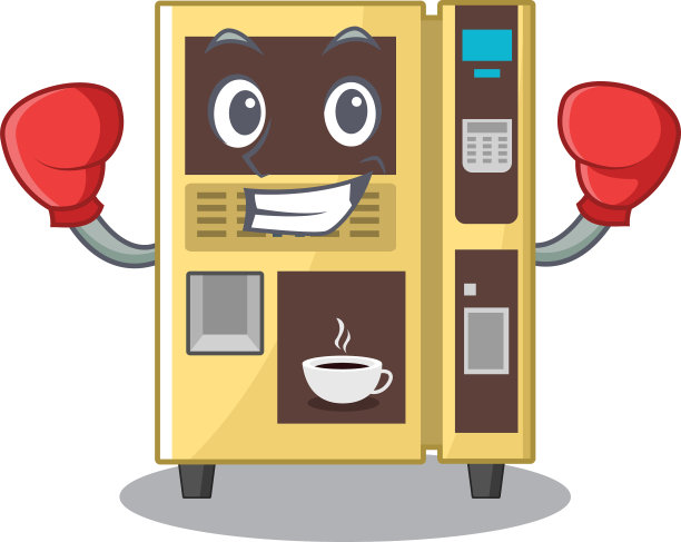 拳击咖啡自动贩卖机孤立吉祥物图片下载