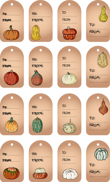 设置可爱的南瓜涂鸦礼物标签漫画图片下载