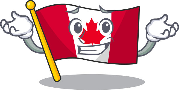 吉祥物杆上飘扬着加拿大国旗图片下载