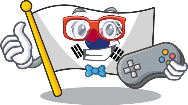 玩家旗韩国与吉祥物隔离图片下载