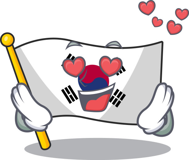在爱旗韩国孤立与吉祥物图片下载