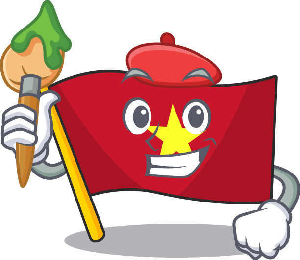 艺术家越南国旗卡通形状图片下载