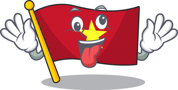 木制桌子上的疯狂旗帜越南卡通图片下载