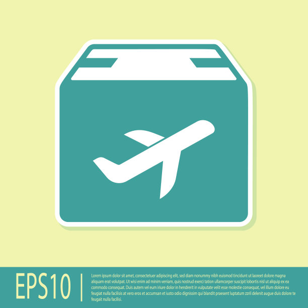 绿色的飞机和纸板箱图标隔离在一起图片下载