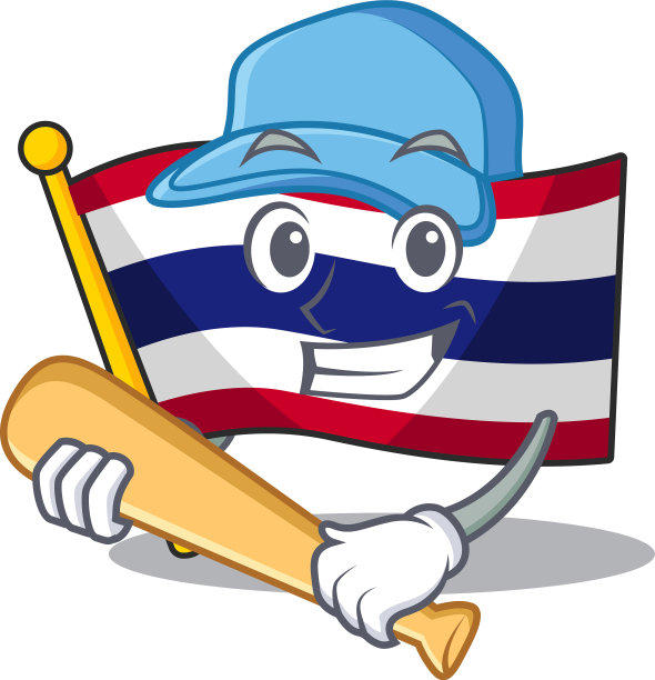 打棒球旗的泰国卡通造型图片下载