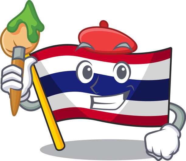 艺术家旗帜泰国卡通造型吉祥物图片下载