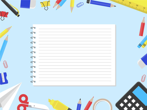 附有学校用品的便签纸图片下载