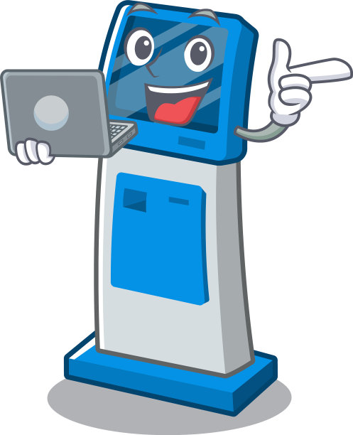 配有笔记本电脑数字信息卡通亭图片下载