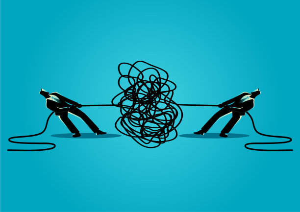 商人试图解开缠在一起的绳子或者图片下载