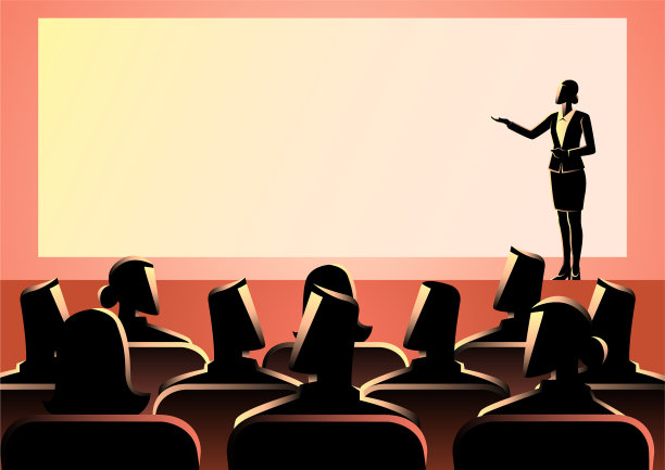 在大屏幕上做演讲的女商人图片下载