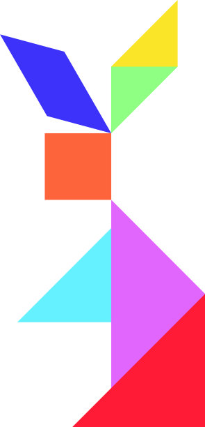 白兔形状的七巧板拼图图片下载