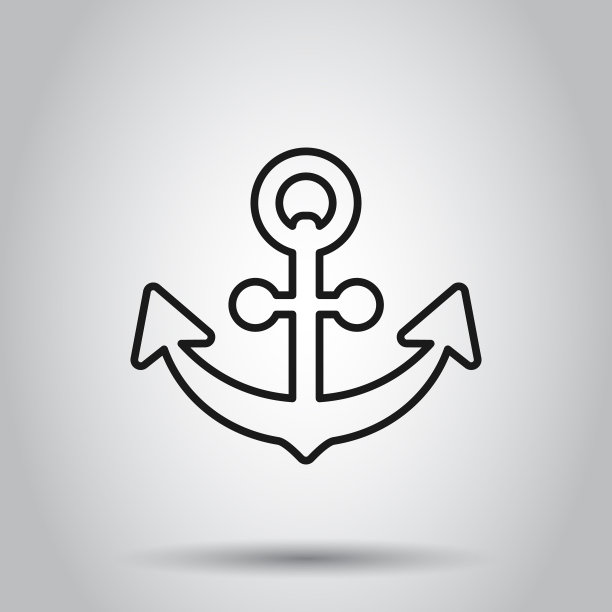 船锚标志图标在平坦的风格海事图片下载