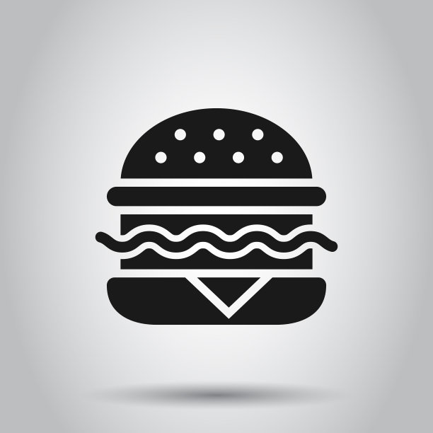 汉堡标志图标在平面风格的汉堡上图片下载