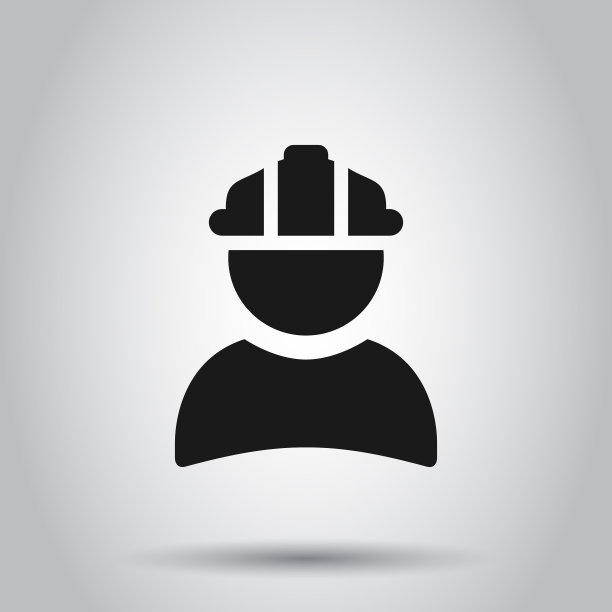 建筑工人图标在扁平风格的工厂图片下载