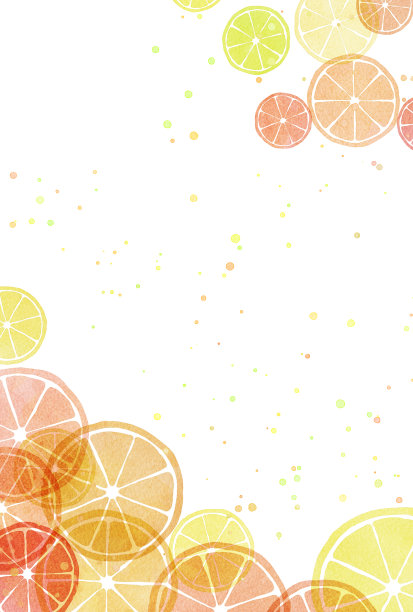 水彩风格可爱的柑橘背景插图图片下载