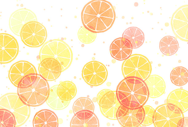 水彩风格可爱的柑橘背景插图图片下载