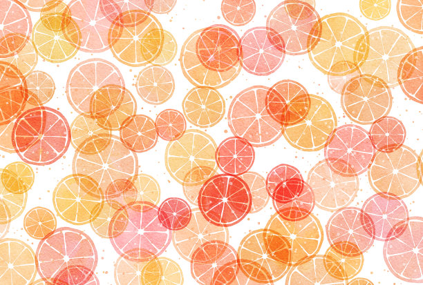水彩风格可爱的柑橘背景插图图片下载